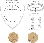 Crystal Wedding Jewelry Set, Silver Necklace Earrings Bracelet Crystal Bridal Wedding Jewelry Sets for Brides Bridesmaid Prom Costume Accessories