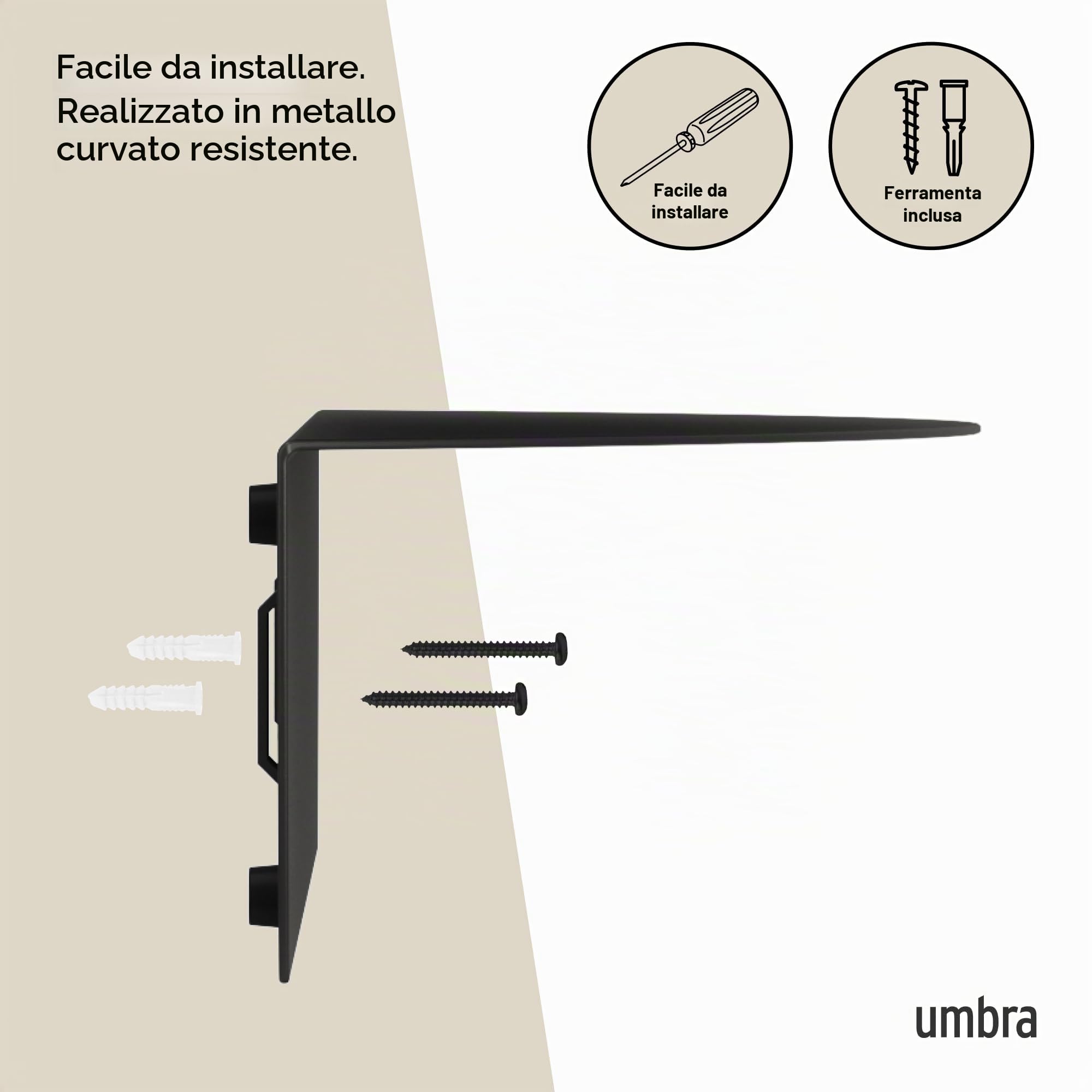 Umbra Solis Mensole da Parete, Set di 4, Nero, Acciaio