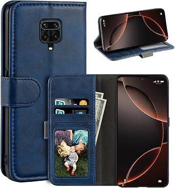 Leather Flip Case for Redmi Note 9S - Blue