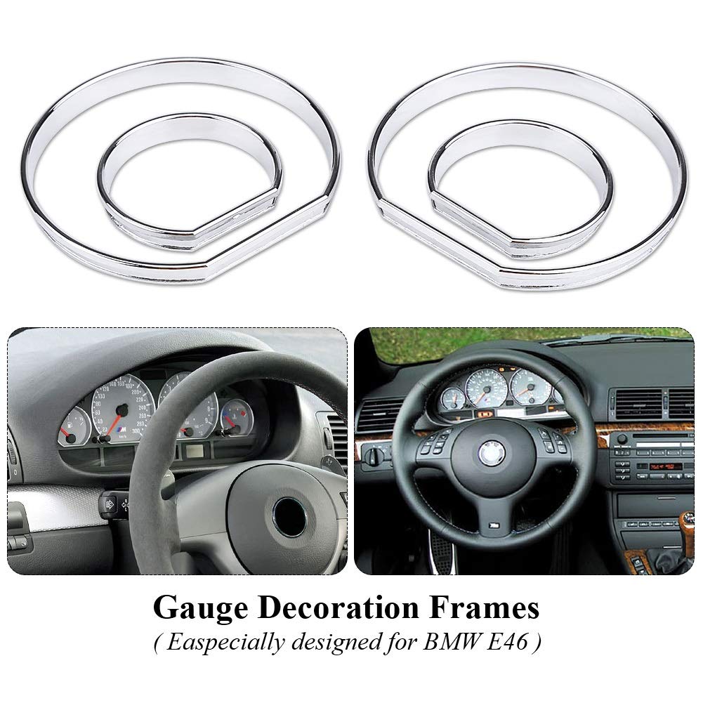 DEWIN E46 - Front Auto Armaturenbrett Gear Meter Gauge Dekoration Rahmen Dial Trim Rings für E46 4 Stück
