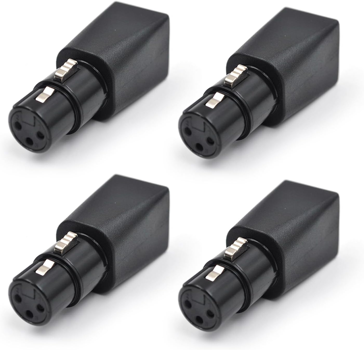 (4pack) Fmale 3-Pin XLR Adapter Plug DMX to RJ45 Connector to Ethernet, Black
