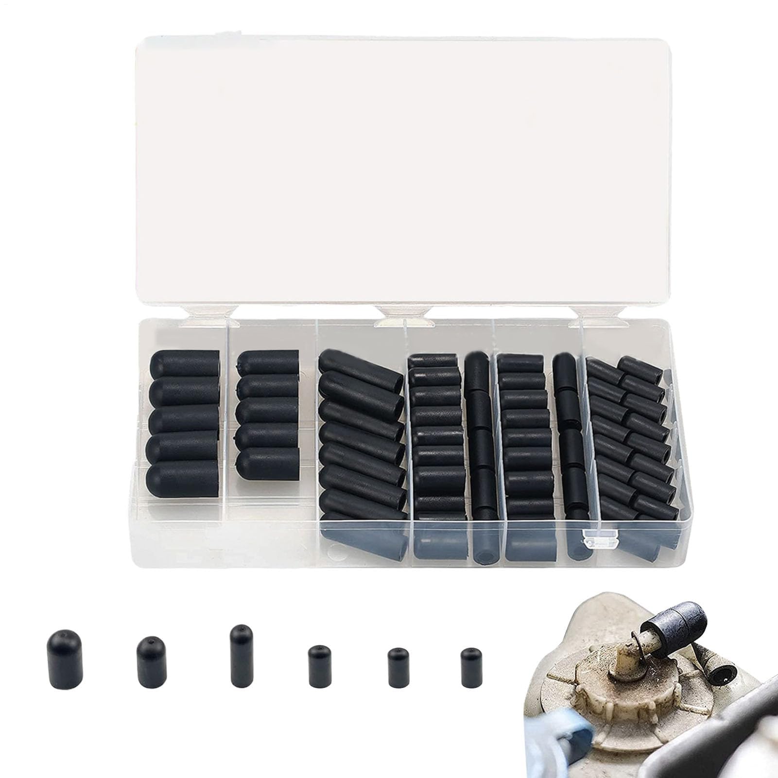 Muiltvoe Automotive Replacement Carburetor Cap, Insulating Rubber End Caps, Vacuum Cap Set for Carburetor Manifold, Rubber Caps for Automotive Repair and Maintenance