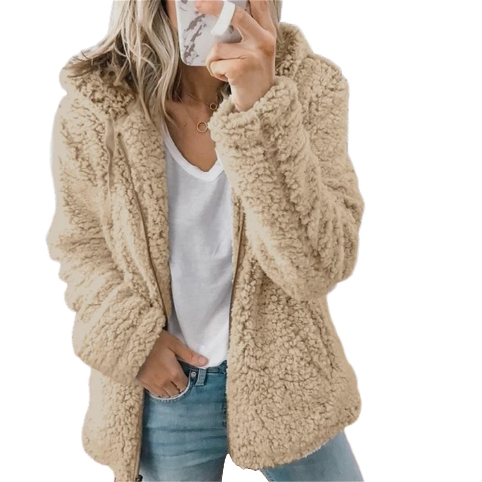Teddy Fleece Cardigan Ladies Teddy Cardigans HYMCX Plush Hooded