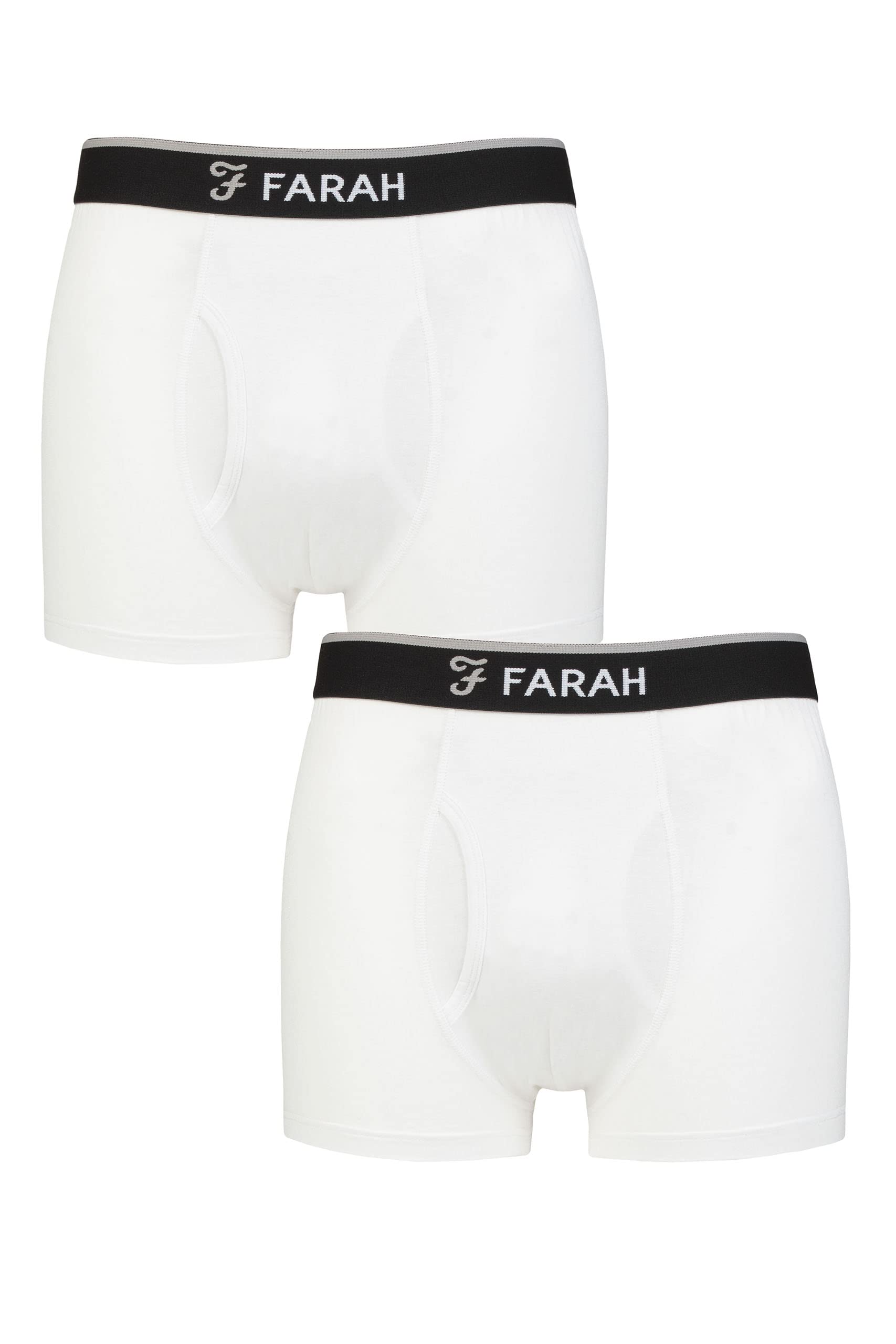 Farah Mens Plain and Stripe Bamboo Keyhole Trunks Pack of 2 Plain White/White XXL