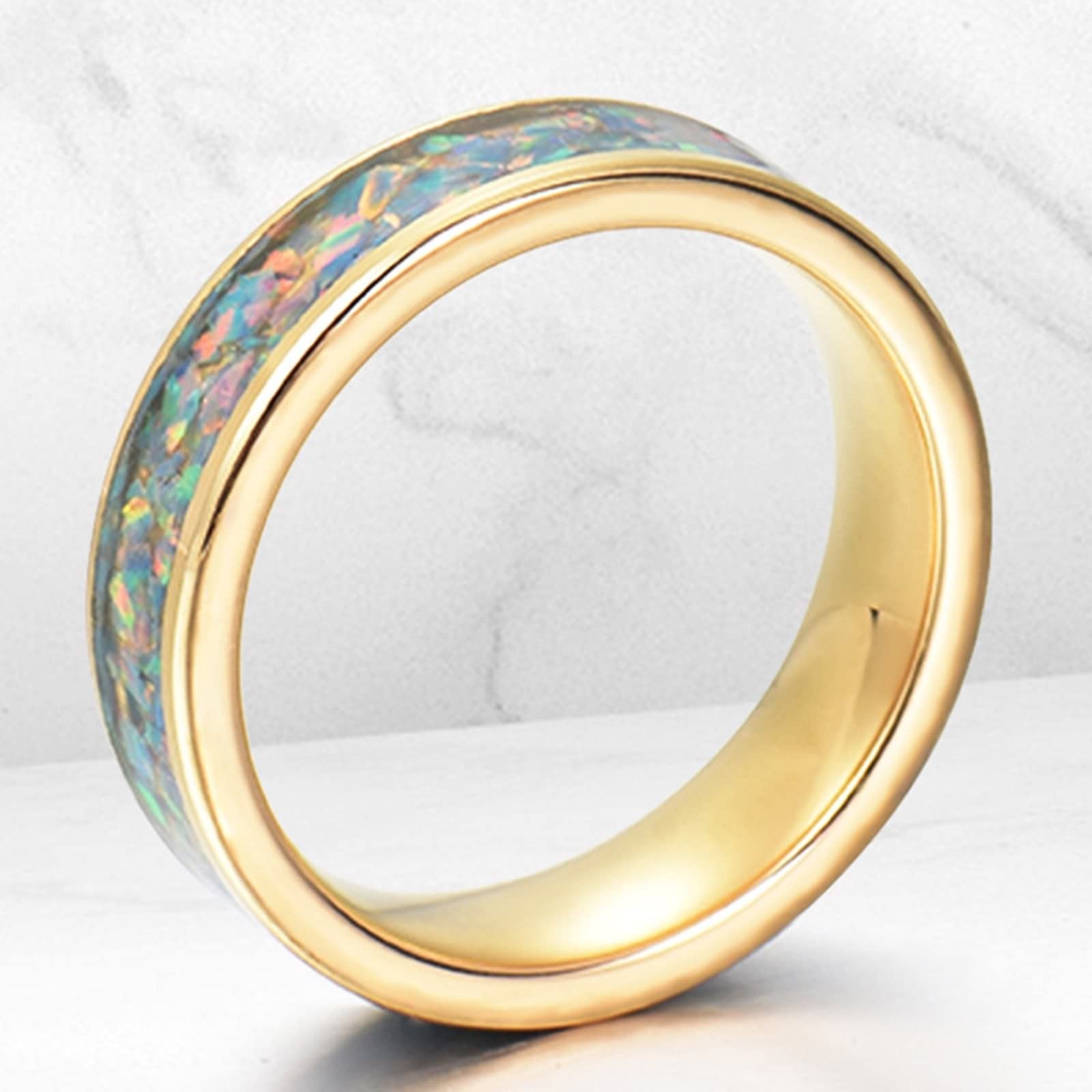 KnSam Halskette Partner Personalisiert in Wolfram, 8MM Ring Anhänger Kohlefaser Gravur Ich Liebe Dich Partner Ketten für Sie und Ihn 2 Stück, Gold, Damen 54 Herren 62, 60cm & 50CM Länge