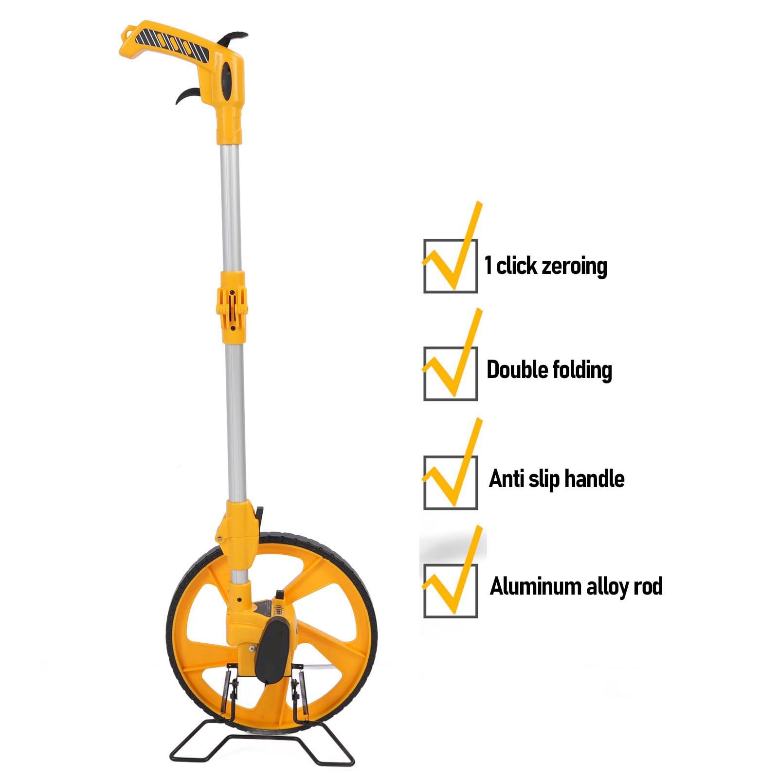 Medición de la Rueda, Plegamiento de Distancia Portátil Medida Wheel, 0-9999.9m, Doble Plegable, una Clave para Reiniciar, Kickstand para Mantener el Soporte