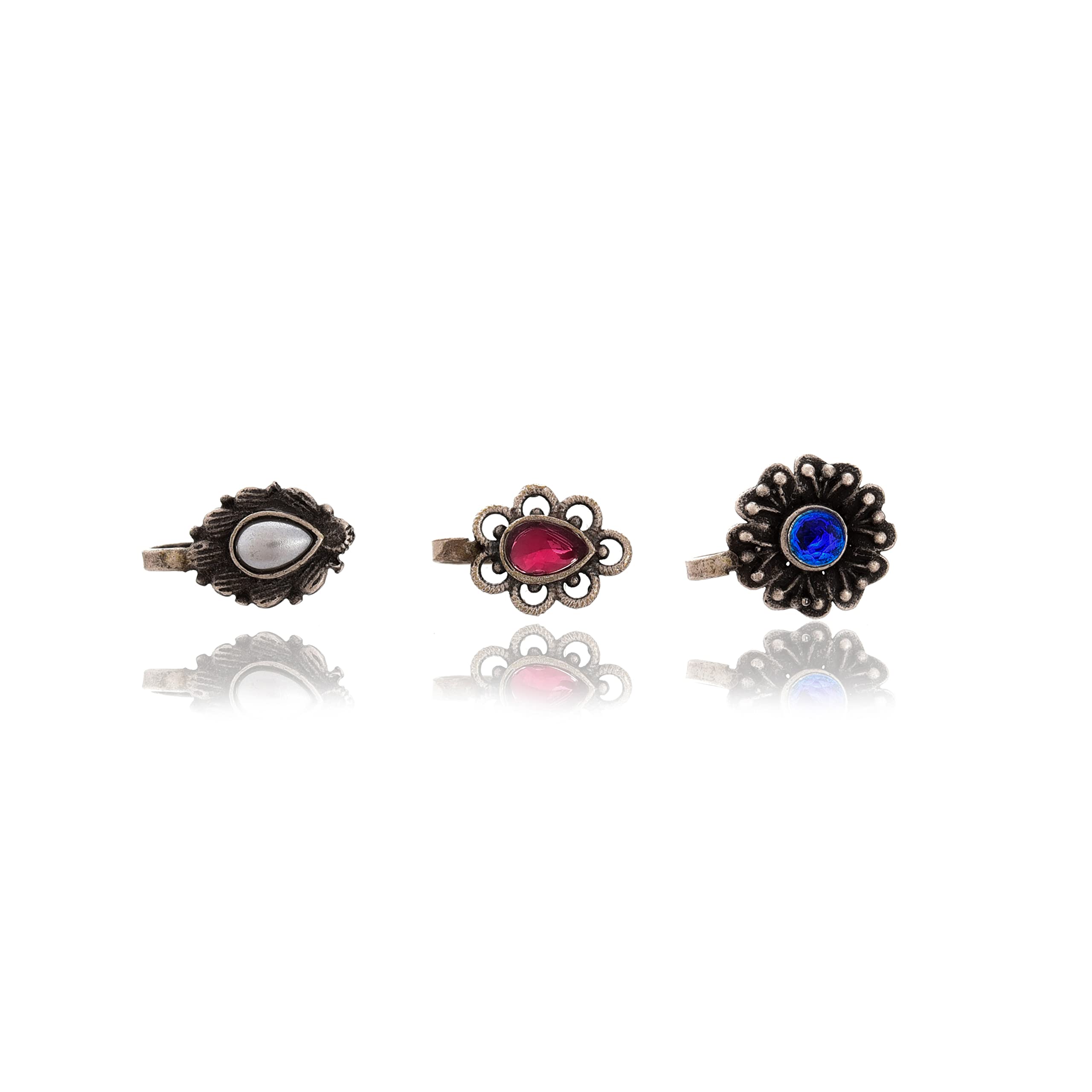 Tanusha Jewels Oxidised Clip On Nosepin Set || Multicolour || Pack of 3 (B0BQH1ZX3J) Amazon Price History, Amazon Price Tracker