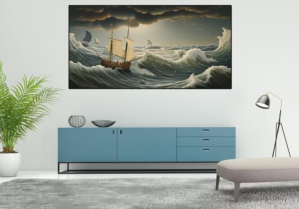 Peinture diamant voilier de mer 90x180cm, kit broderie strass carrés