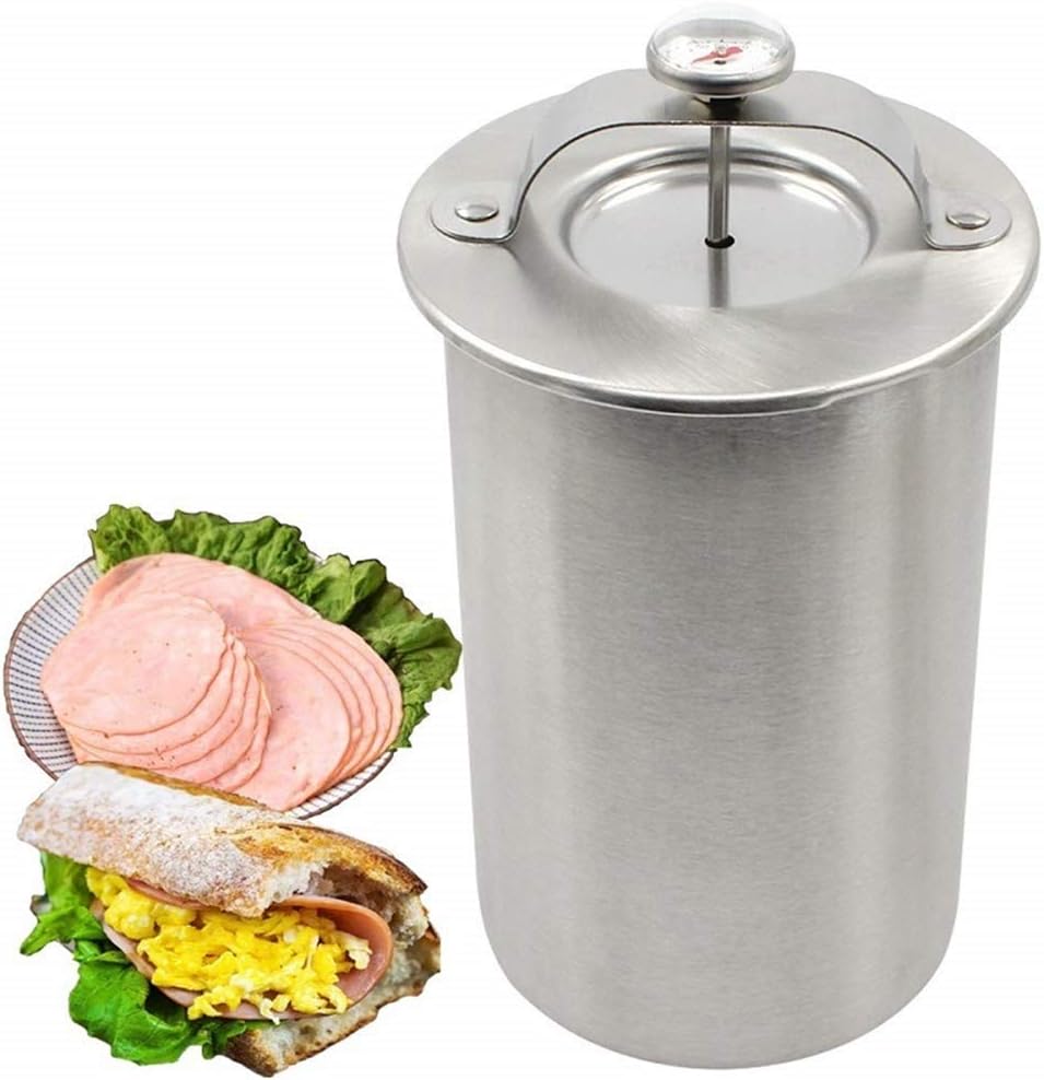 VolksRose Press Ham Maker, Round Shape Stainless Steel Meat Press Machine for Making Healthy Homemade Deli Meat with Thermometer and Recipes, Seafood Meat Poultry Tools Kitchen Cooking Set for Party