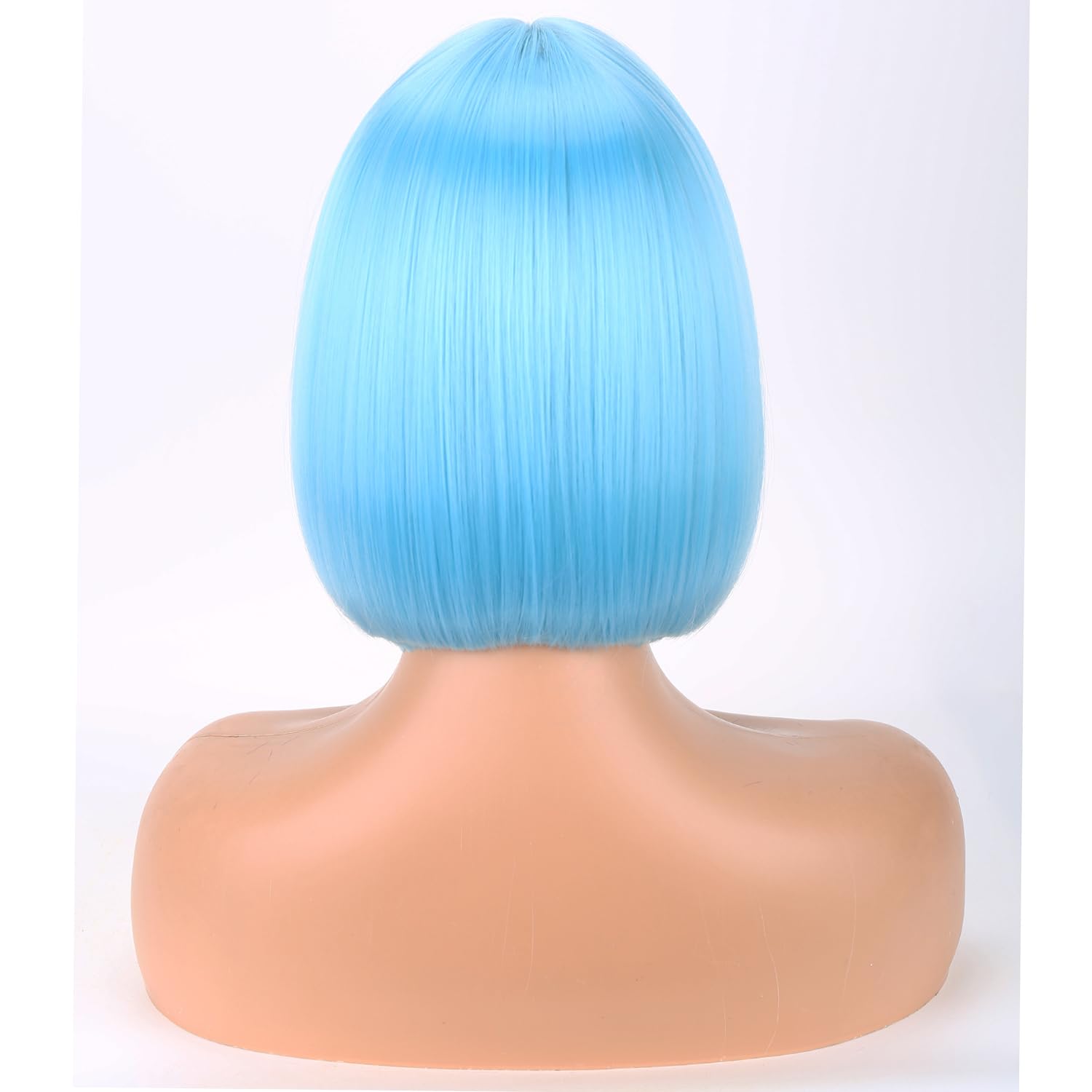 PATTNIUM Blue Bob Wig for Women Short Light Blue Wig with Bangs Sky Blue Straight Synthetic Wigs