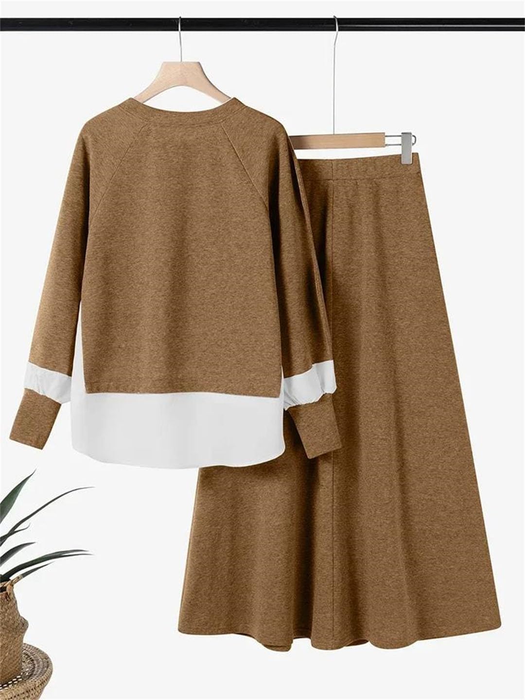 Women Dress Sets Loose Long Skirts Tracksuit Fake Tops Outfits Matching Suit