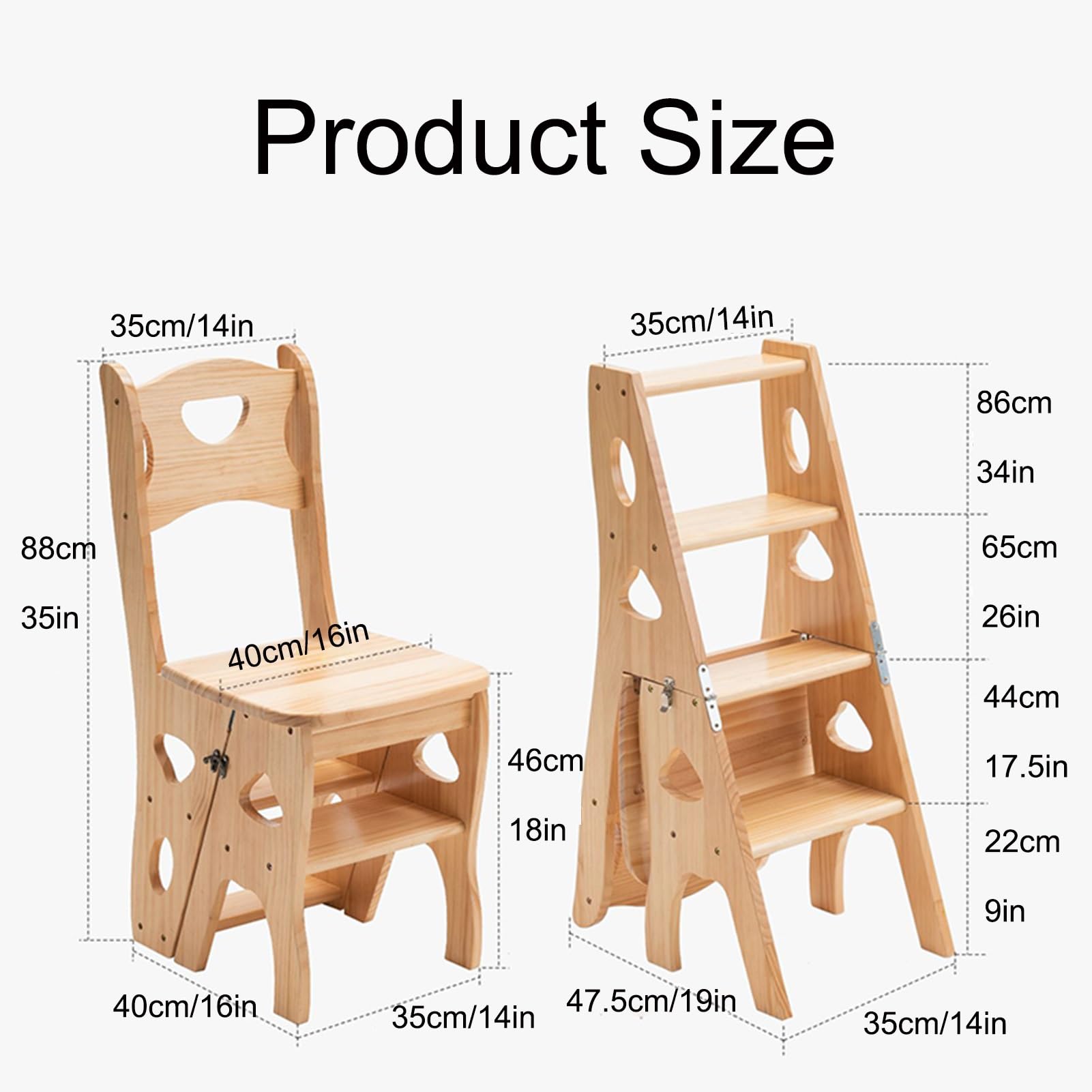 Taburete plegable de de 3 con diseño anslizante para segura y almacenamiento o en el hogar y la oficina