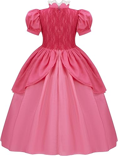 Miniatura 3 de Disfraz de princesa melocotón para niñas, vestido de princesa melocotón, accesorios de cosplay, corona de princesa para disfraz de Halloween