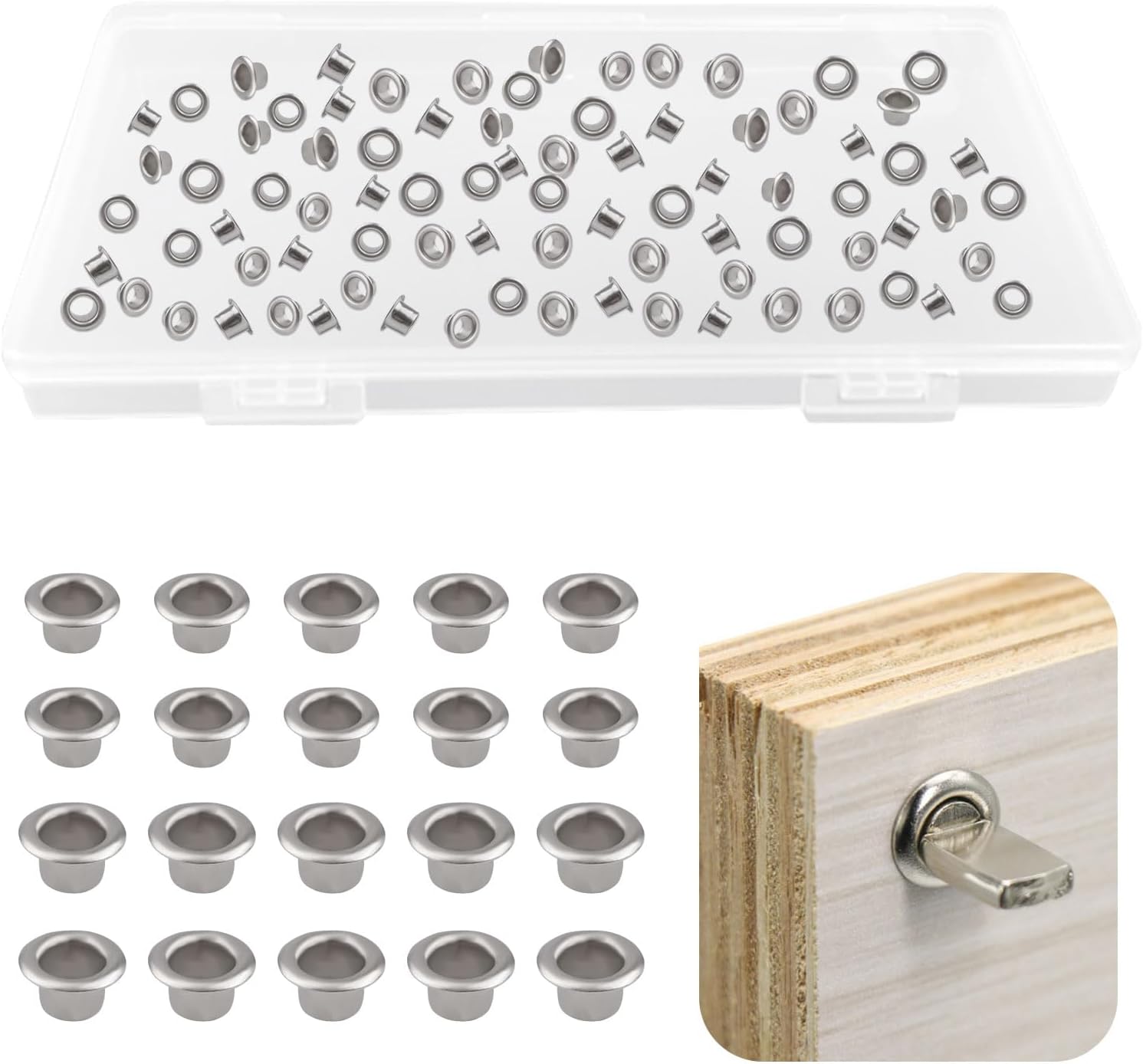 300Pcs Nickel Plated Shelf Pin Caps with Hole Heavy Duty Shelf Pins Reinforcement Grommets for Bookshelf, Cabinet, Closet Shelves Bracket (5mm & 7mm)