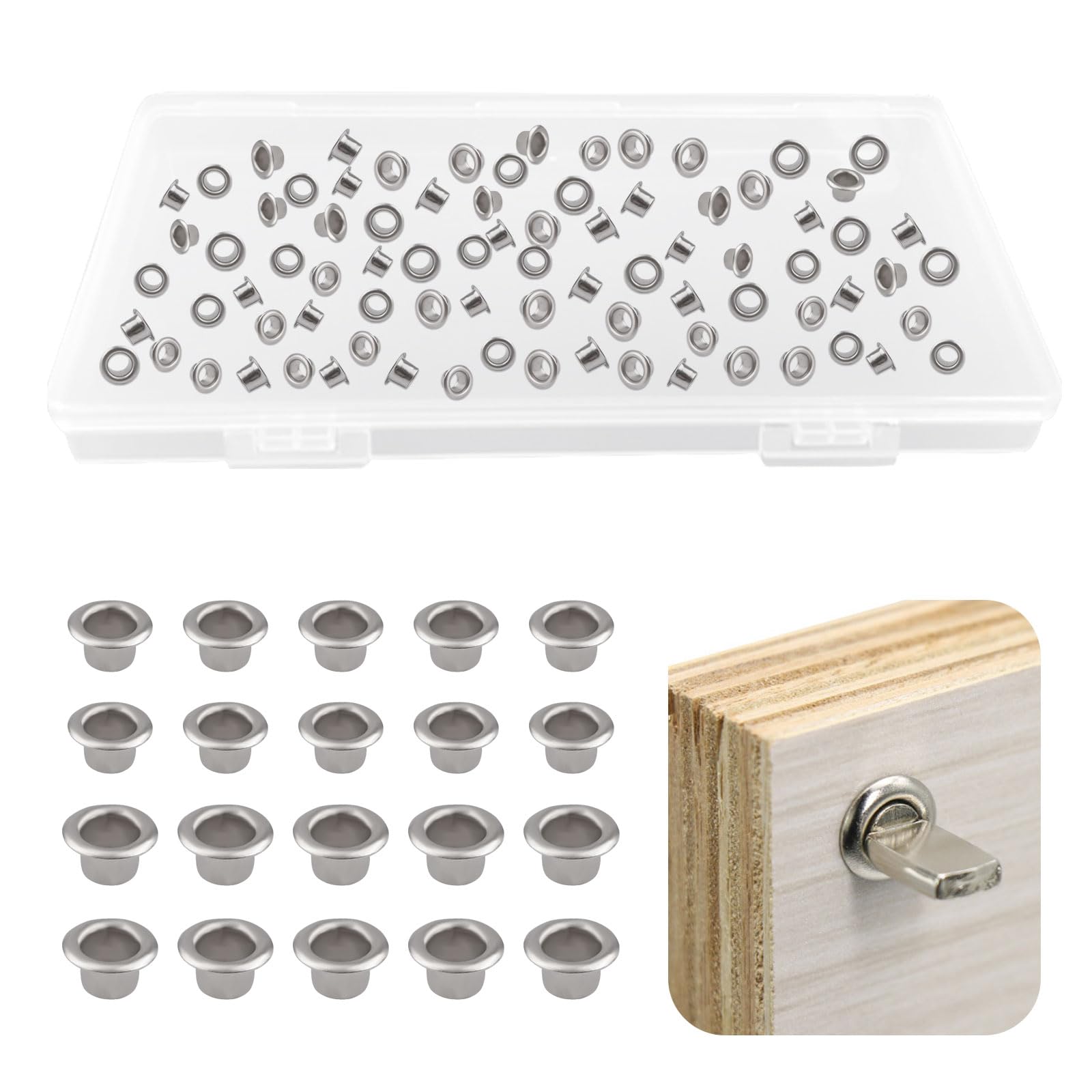 UFURMATE 300Pcs Nickel Plated Shelf Pin Caps with Hole Heavy Duty Shelf Pins Reinforcement Grommets for Bookshelf, Cabinet, Closet Shelves Bracket (5mm & 7mm)