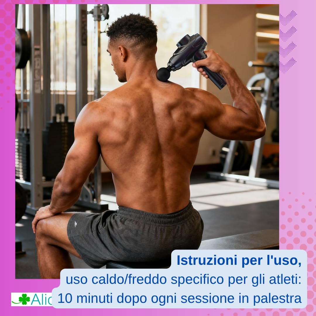 Massaggio pistola riscaldante, massaggiatore muscolare, caldo o freddo, 5 velocità, contro dolori dopo lo sport (freddo), o contro dolori e reumatismi (caldo) / usb