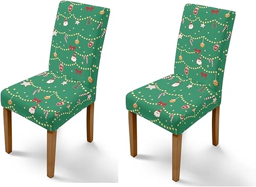 Miniatura 12 de Rnyleeg Juego de 1 fundas de asiento de Feliz Navidad para sillas de comedor, fundas elásticas suaves y cómodas para sillas de comedor con estampado