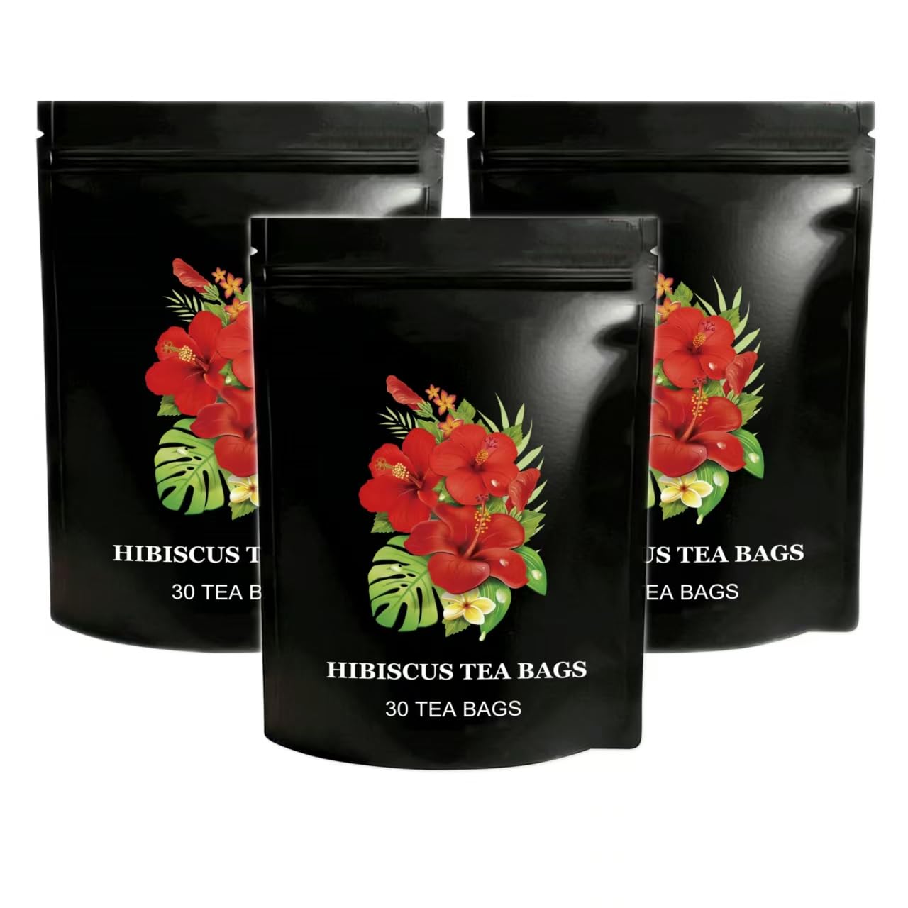 Herbata z hibiskusa w torebkach organicznych | Orzeźwiające i cierpkie wsparcie | 30 sztuk, pakowane pojedynczo,3pcs