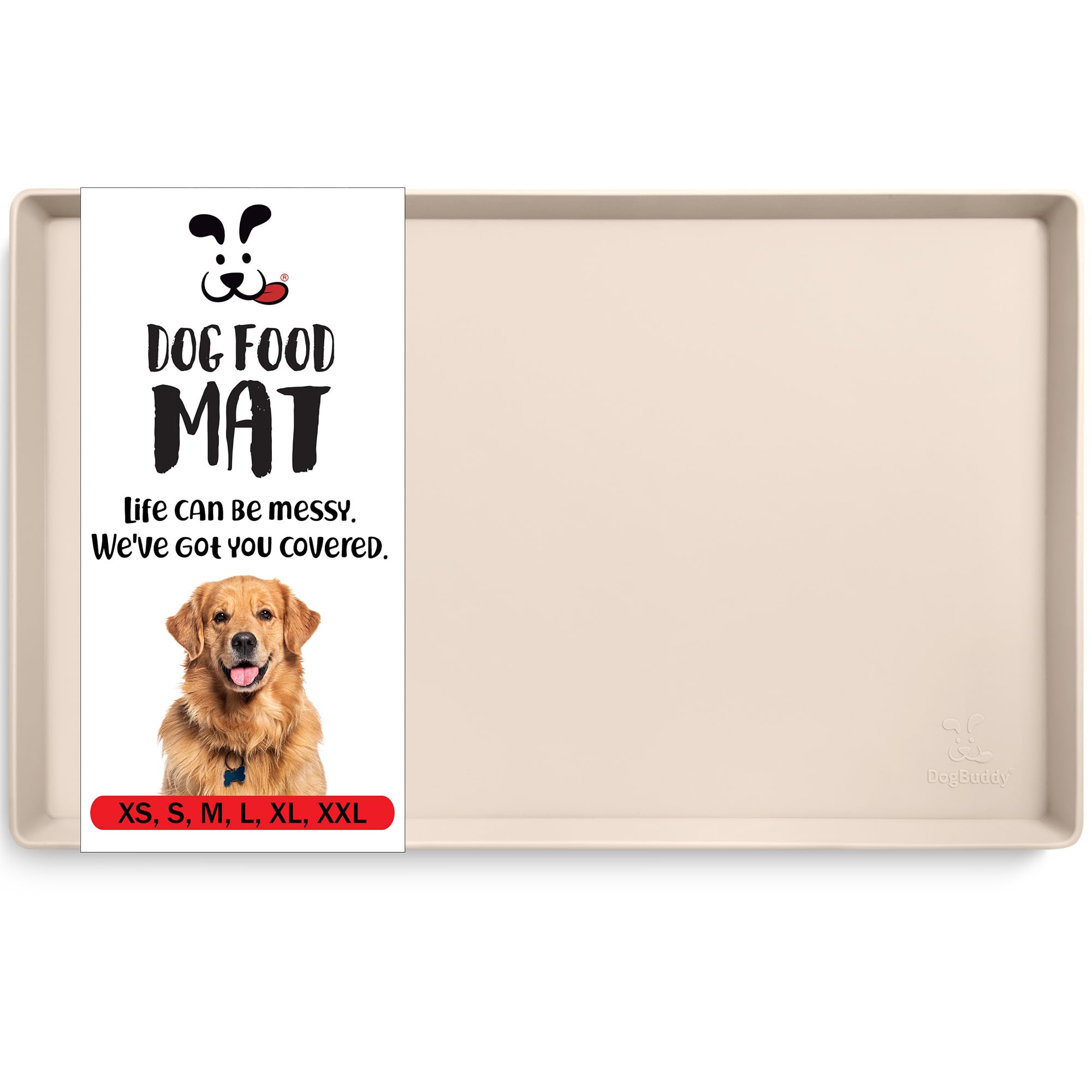 DogBuddy Waterproof Silicone Dog Bowl Mat with Raised Edge, Nonslip Pet Feeding Mat for Floors - XXL: 32"x24", Vanilla — image 1