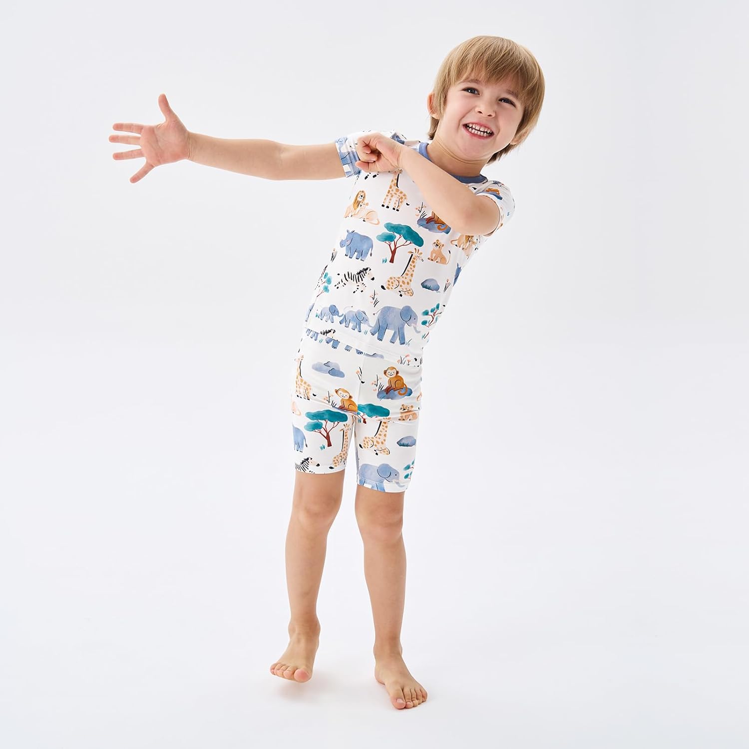 pureborn Toddler Little Kids Viscose From Bamboo Pajamas Set Short Sleeve Pjs Snug Fit Sleepwear 2pcs - Image 2