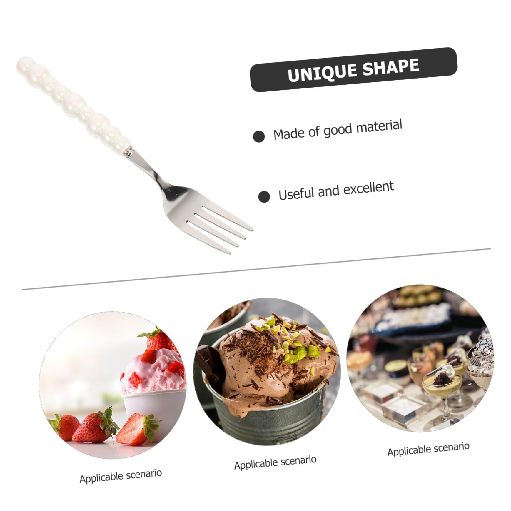 Garneck Ceramic Handle Stainless Steel Fork Small Dessert Forks for Hot Tea for Kitchen