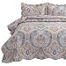 Bedsure 3-Piece Bohemia Paisley Pattern Quilted Bedspread King Size(106x96 inches), Lightweight Coverlet Quilt for Spring and Summer,1 Quilt and 2 Pillow Shams