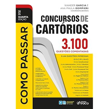 Capa do livro Como Passar em Concursos de Cartórios - 4ª Ed - 2024: 3.100 Questões Comentada