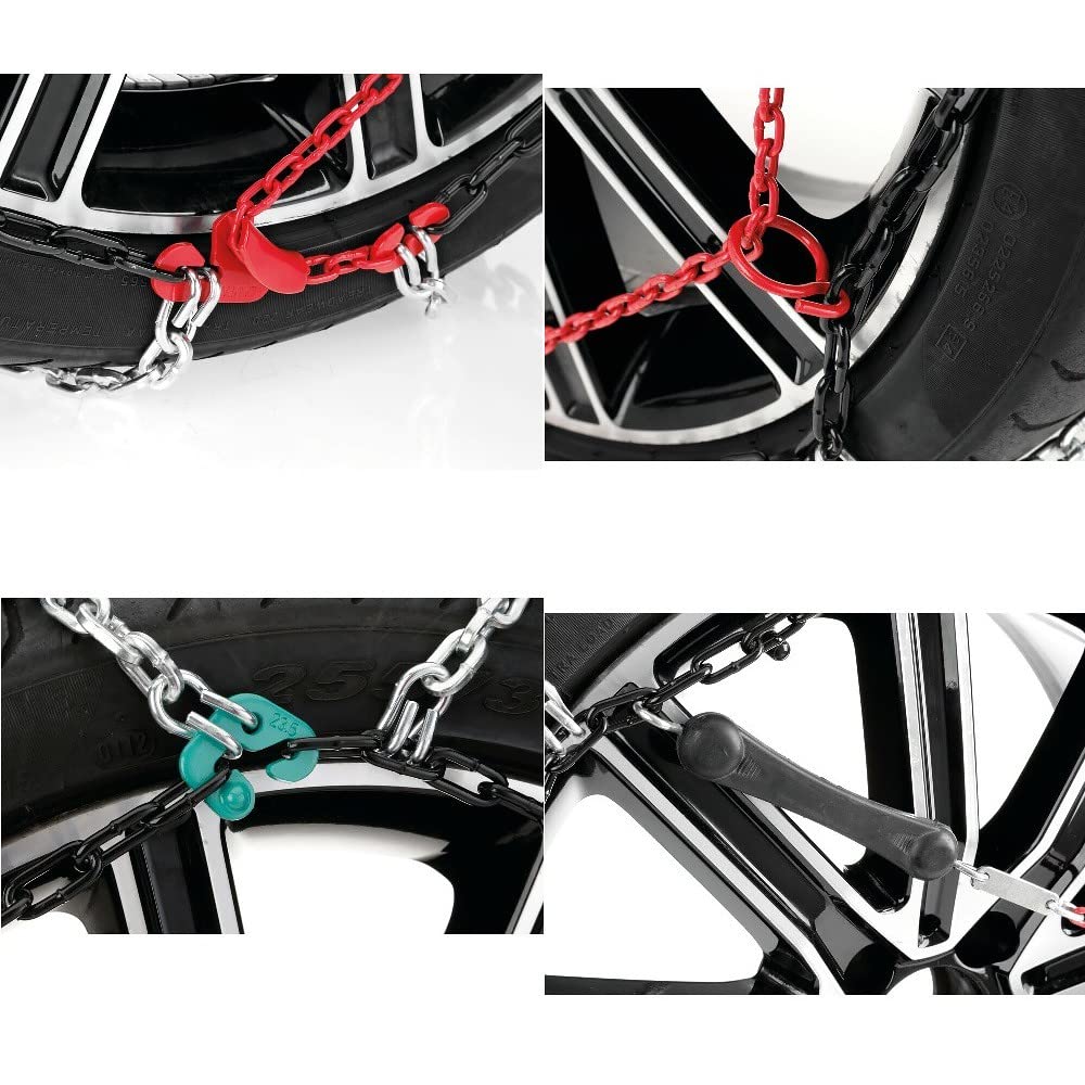 CATENE DA NEVE PER PNEUMATICI 195/75-16 CERCHIONI 16" (16105) GRUPPO 22.5 1 PAIO DI CATENE PER SUV, FURGONI, CAMPER E FUORISTRADA MAGLIA COMPATTA 16MM CATENA OMOLOGATA LAMPA EMERGENZA GHIACCIO