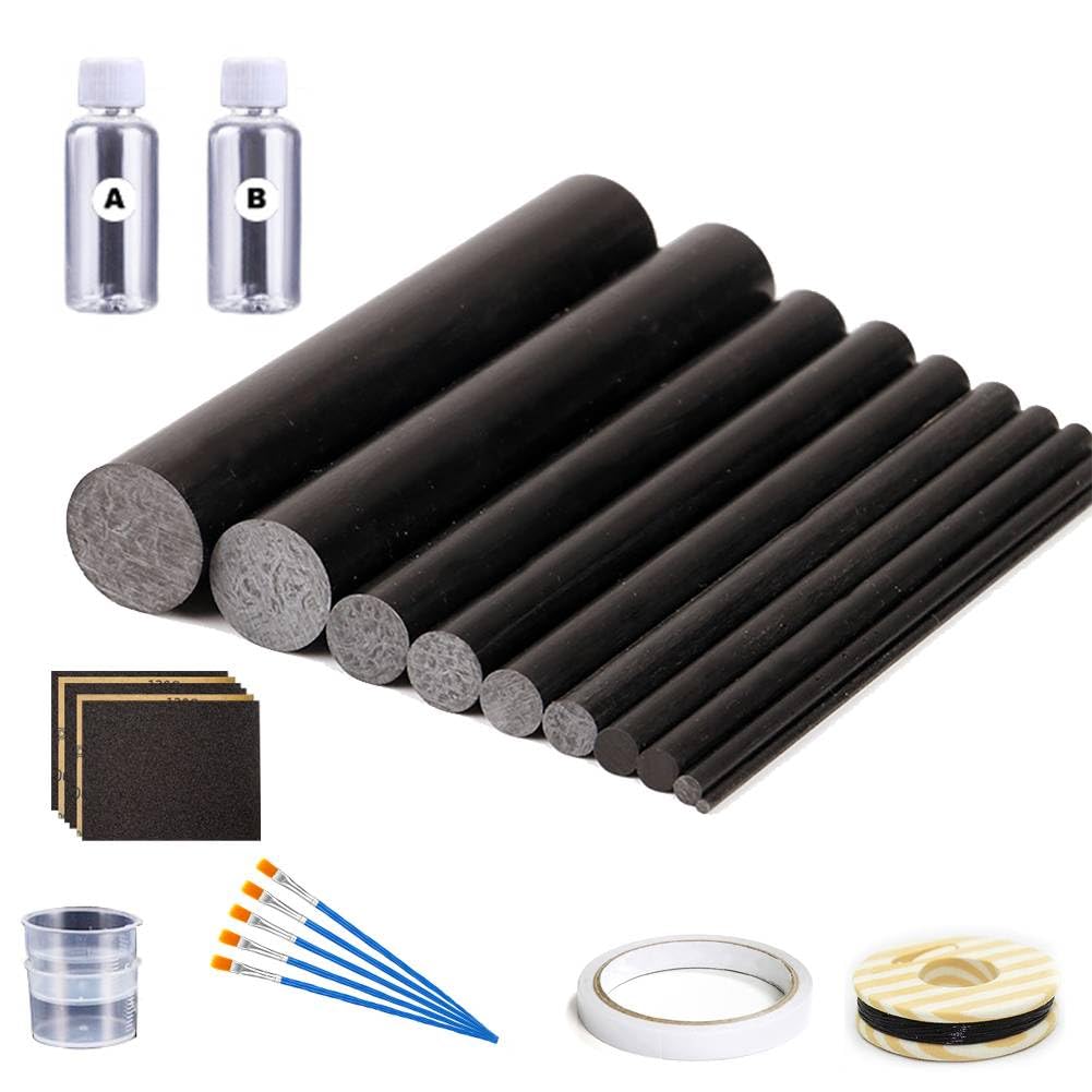 SageFurned Fishing Rod Repair Kit with 10 Carbon Fiber Ben and Epoxy Fishing Rod Repair Kit 32 Pieces for Fisherman Breakage Repair