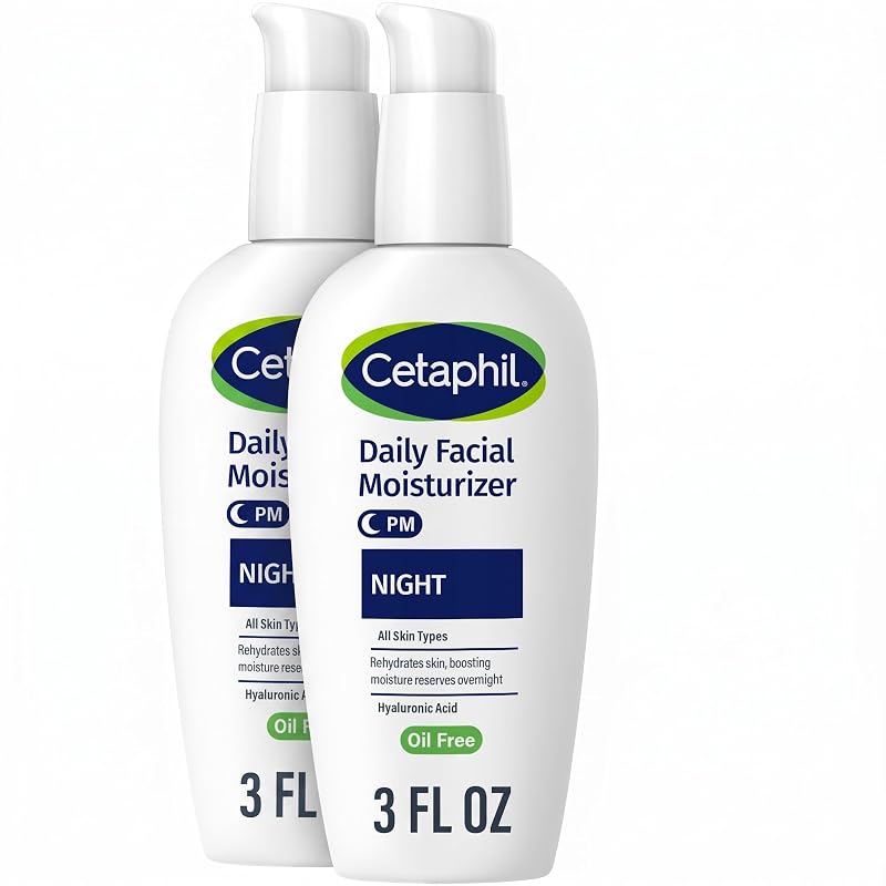 Cetaphil Creme Hidratante Noturno para o Rosto com Ácido Hialurônico, 3 oz, Pacote com 2