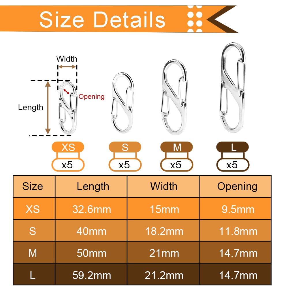 20Pcs Double Opening Lock Zipper Pull Replacement Clips, Zipper Locks Anti Theft Deterrent for Bag Luggage Pickpocket Backpack Purse Travel Suitcase (Silver)2