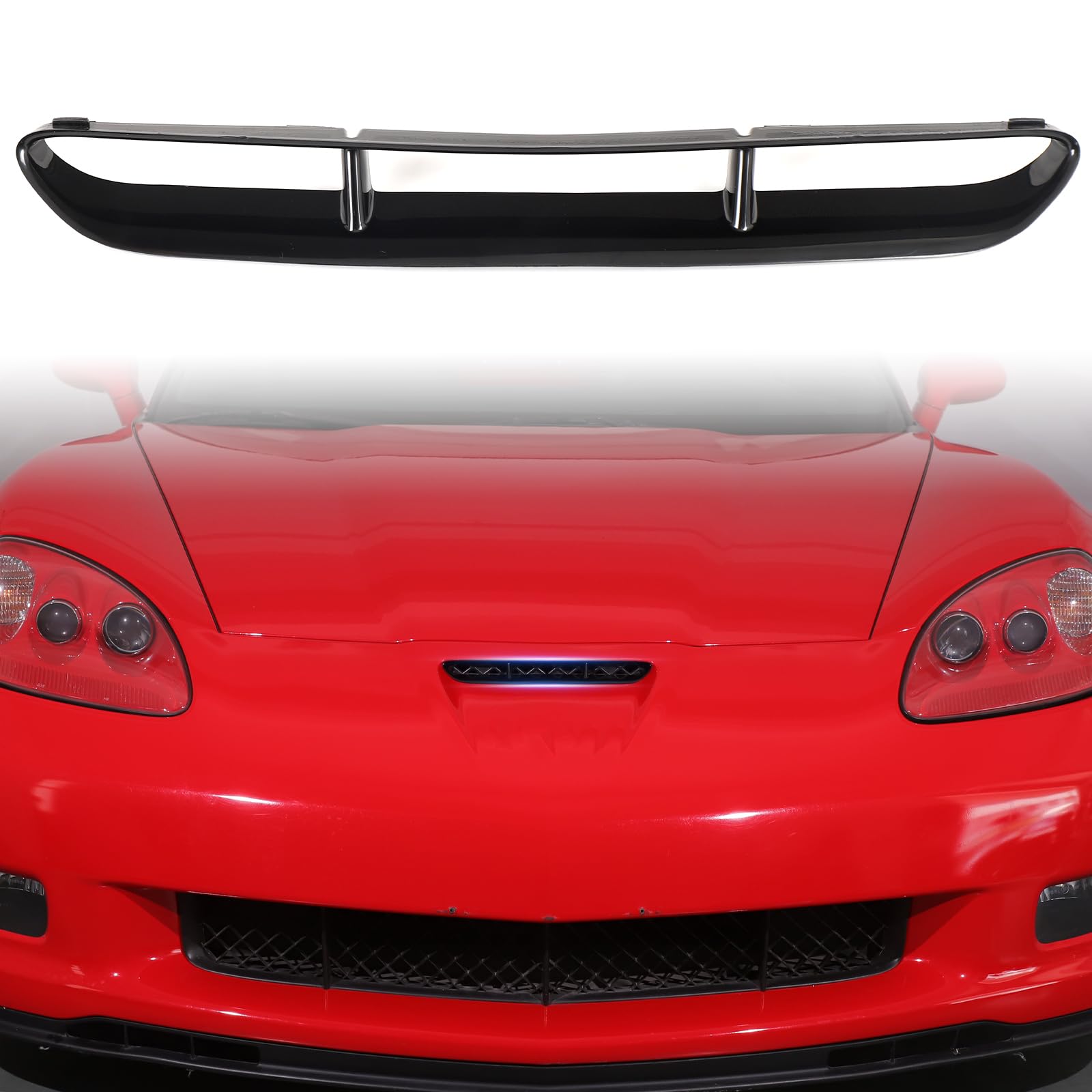 for Corvette C6 Hood Air Vents for Car Hood Scoop, ABS Bonnet Vent Hood Air Intake Trim Cover Moulding Cover Trim Replacement Compatible with Corvette C6 2005-2013 (Black)