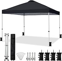 Vista 9 de VINGLI Tienda de campaña desplegable de 10 x 10 pies con pared lateral y bolsas de arena, carpa de gazebo desplegable al aire libre para fiestas