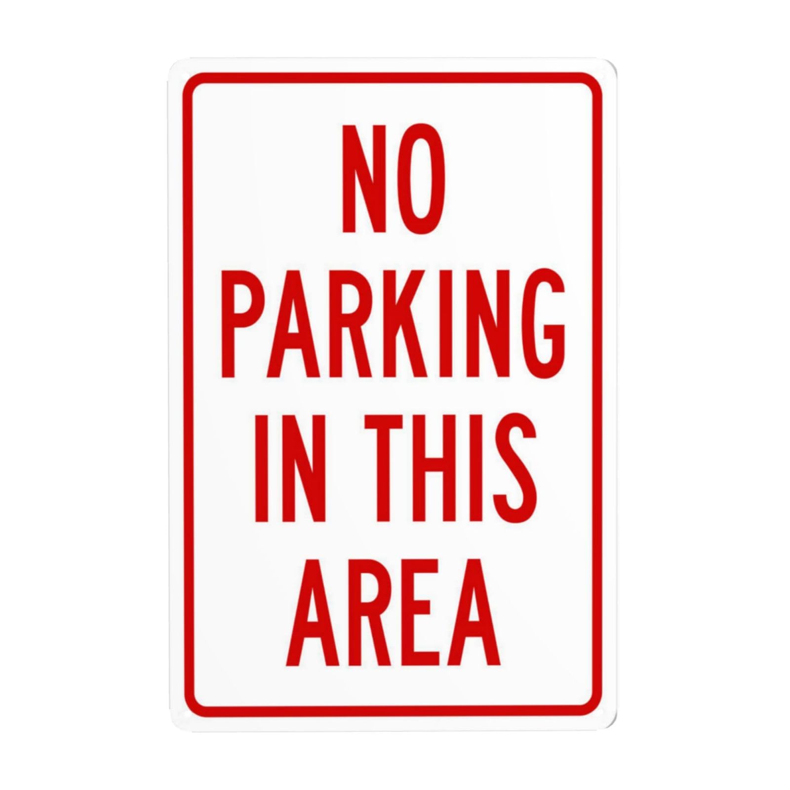 SMAZDFXX No Parking In This Area In Red Metal Warning Signs, Cautions Security Tin Sign, Safety Posted Signs for Street Business Wall Decor 12"x16"