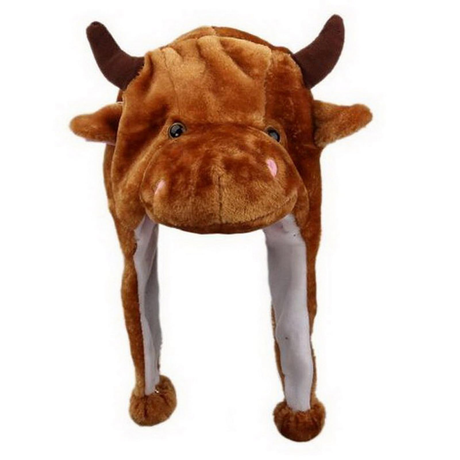 VPbao Plush Headgear Hat, 2-in-1 Hat with Ear Flaps Scarf Set, Funny Cartoon Animal Cap for Costume Party