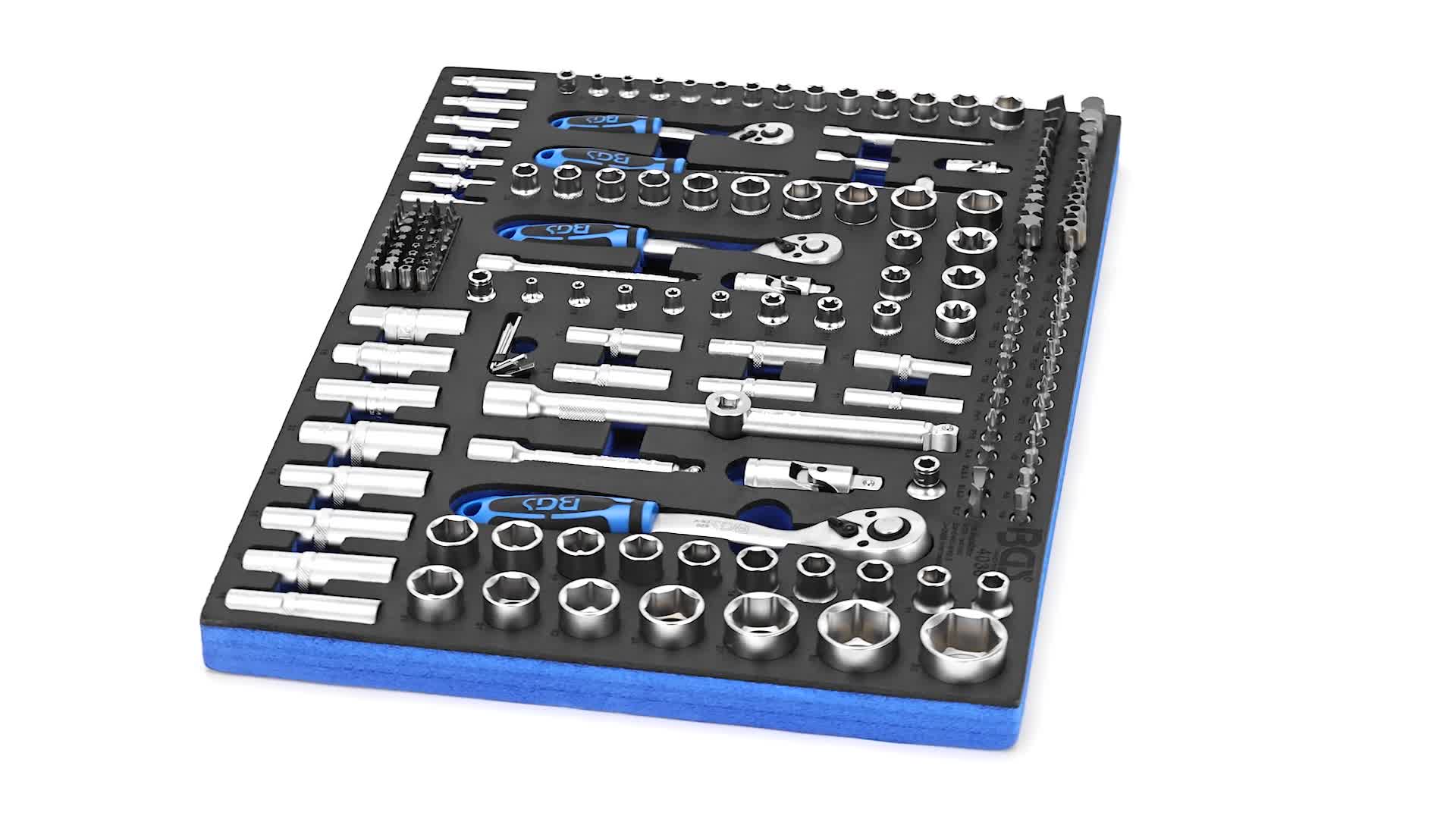 BGS 4196 Insert Servante Atelier 1/3 - Jeu 12 Clés Mixtes à Cliquet 8-19 Mm