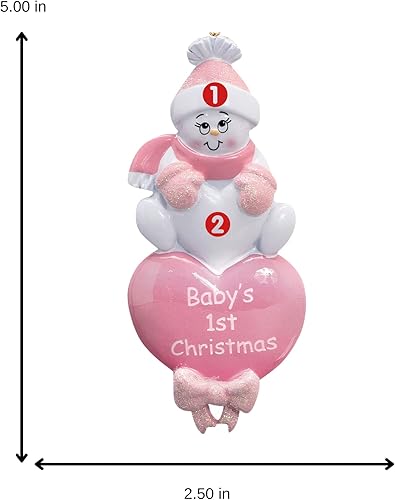 Miniatura 3 de Adorno personalizado para el primer árbol de Navidad del bebé, adorno de Navidad personalizado con corazón de niña – Recuerdo para recién nacido,