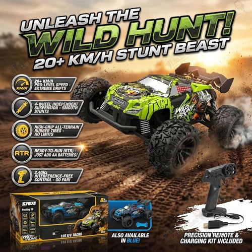 Image of The Little Ones RC Car - RC 4x4 Wheel 20 KPH Off-Road Truck Drive High-Speed Double Sided 2.4GHz Remote Control Drift Stunt Cars 360 Rotation Toys for Kids & Adults [Scale 1:20][DIRTKING]