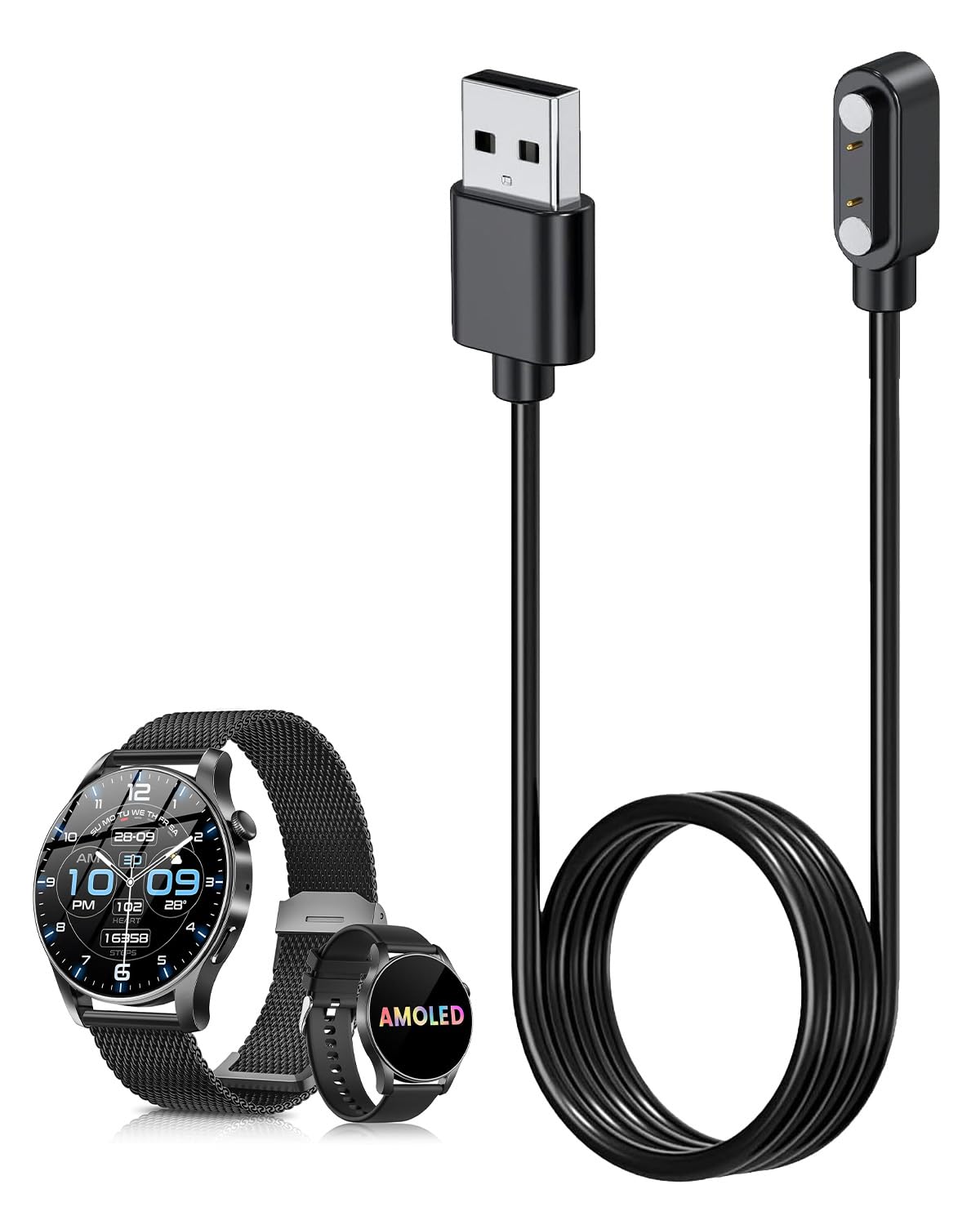 充電式磁気タイマー付き コンパクト 新品 Amazon.co.jp: For ‎Rmana ‎KC108 1.43インチ スマートウォッチ 充電