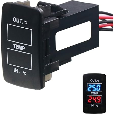 Amazon 車 ダブルサーモメーター 車内 外温度測定 温度計 寒暖計 スイッチ穴パネルの取り付け Honda ホンダ車系用 時計 コンパス 温度計 車 バイク