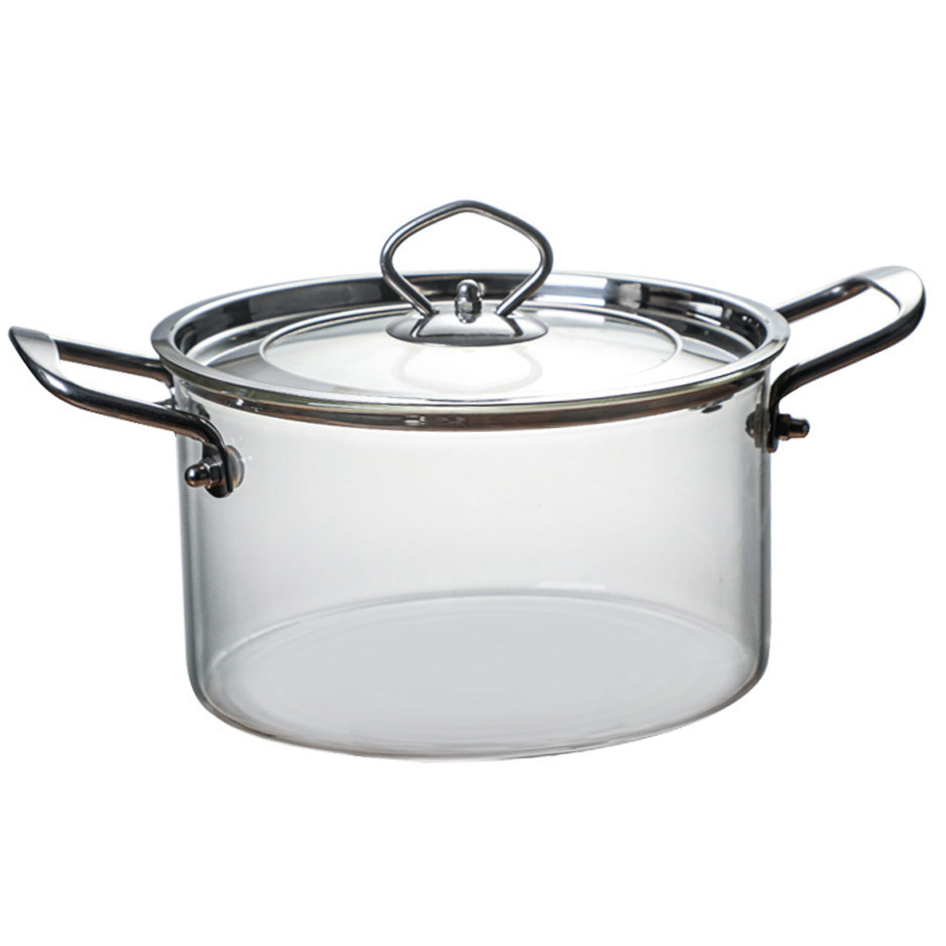 CAKEEYUM Glass Simmer Pot for Stove Top 3.5L Clear Glass Saucepan with Lid & Dual Ears Heat-Resistant for Pasta Noodle Soup Milk Baby Food Pot, Pots for Cooking, Clear Pots for Cooking, S