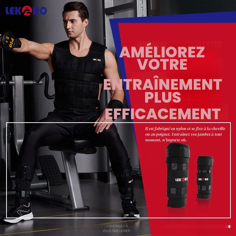 Lot de 2 poids de poignet réglables, poids amovibles pour poignet et cheville pour homme et femme, pour le fitness, la marche, le jogging, l'entraînement, la course à pied