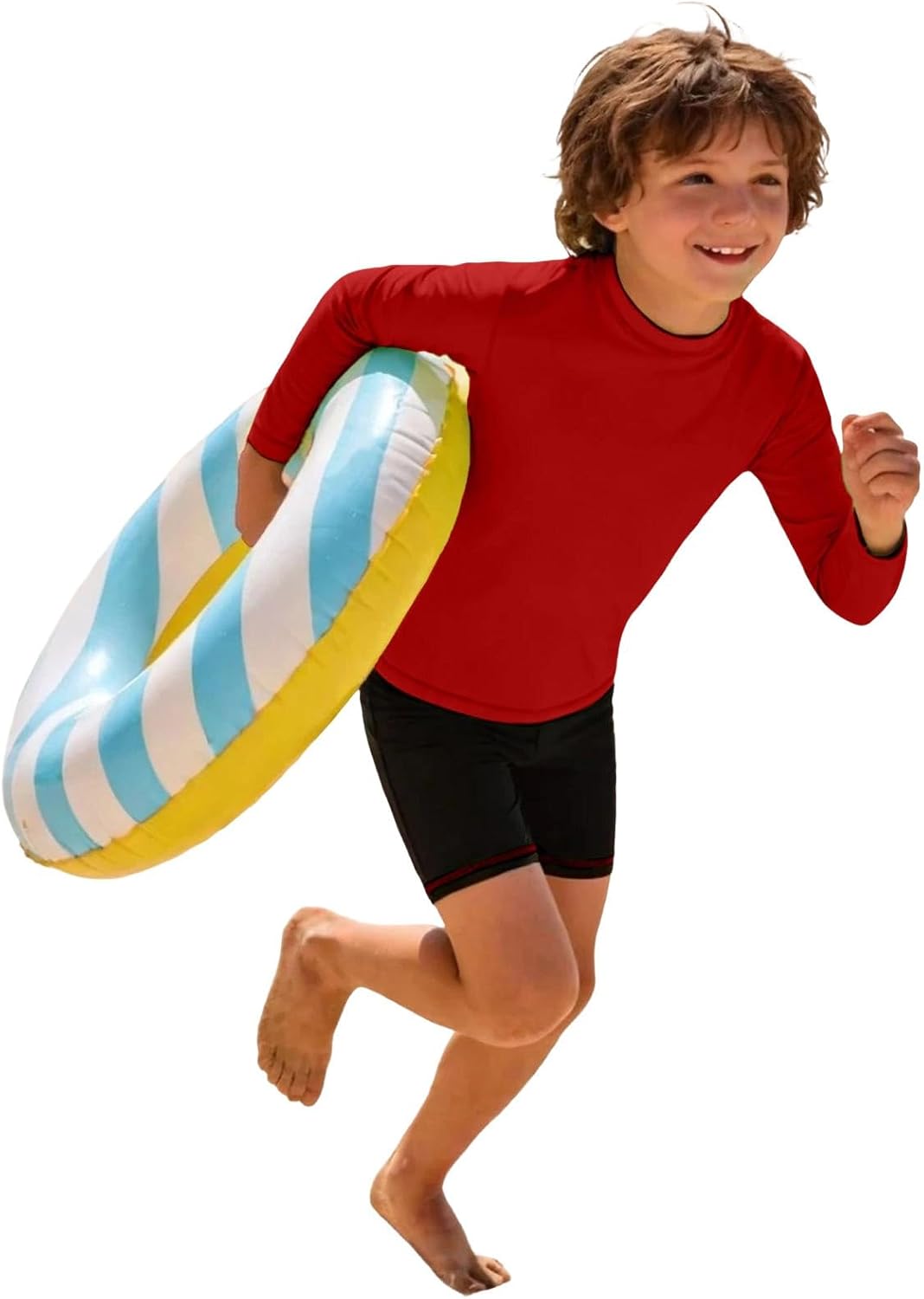 Boys Swim Shirt Long Sleeve Crew Neck UPF 50+ Sun Shirt Quick Dry Slim Fit Fishing Tops for Kids Girls 3-14 Years