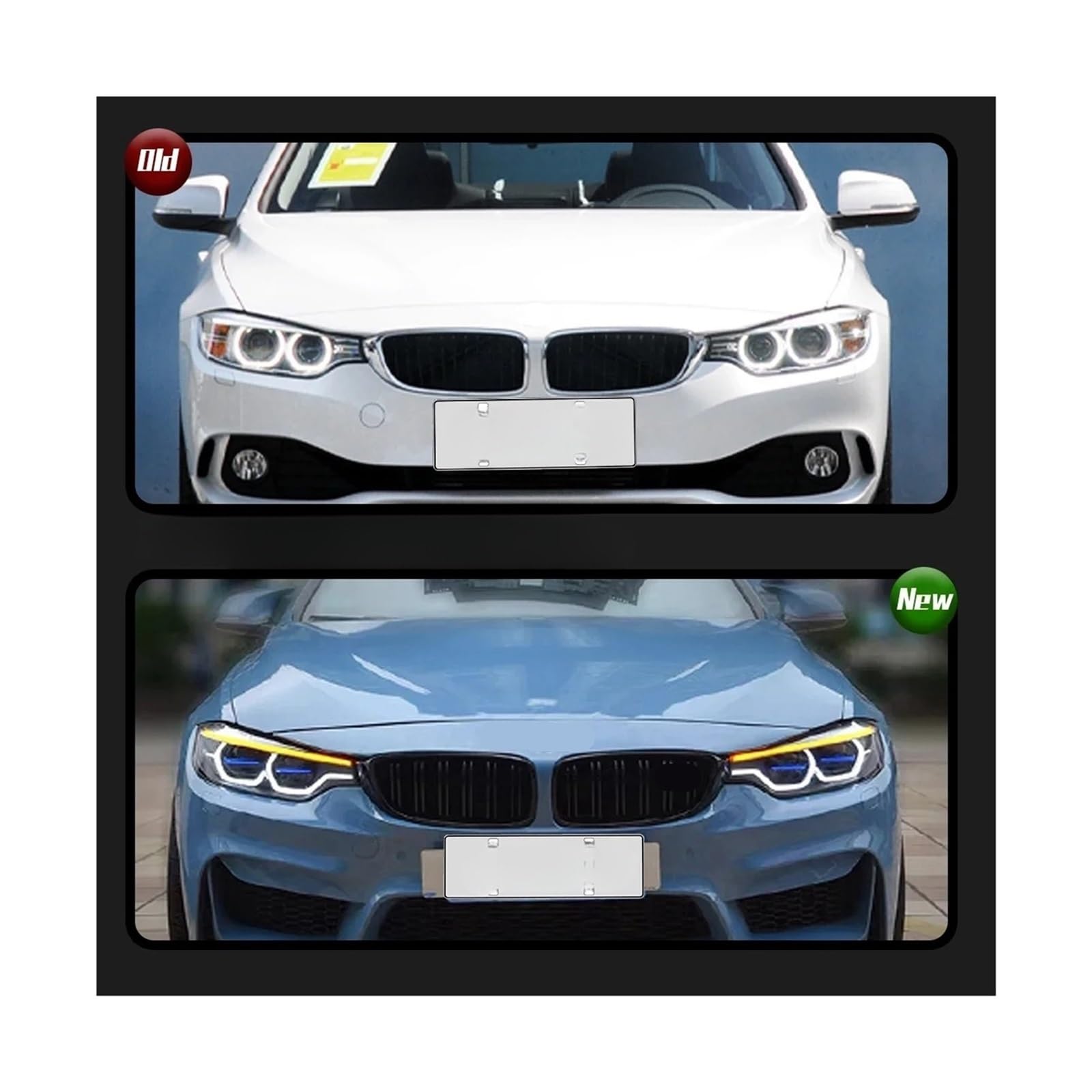 Luci per Auto per BMW Serie 4 F32 Faro Anteriore 2013-2019 F33 F36 F80 425i 428i 430i 435i DRL Indicatori di direzione dinamici Accessori Auto (- Blu)