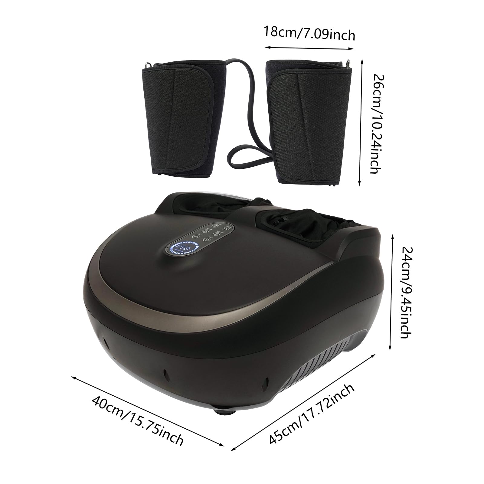 Fußmassagegerät mit Wärmefunktion, Beinmassage elektrisch | 9 Stufen, 5 Modi, Fernbedienung, Airbag-Technologie plus 2 Heizstufen für entspannte Füsse