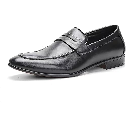 Men's Penny Loafer Oxfords Wingtip Casual Dress Shoes for Men Genuine Leather Formal Business Slip on Loafers for Men Comfortable