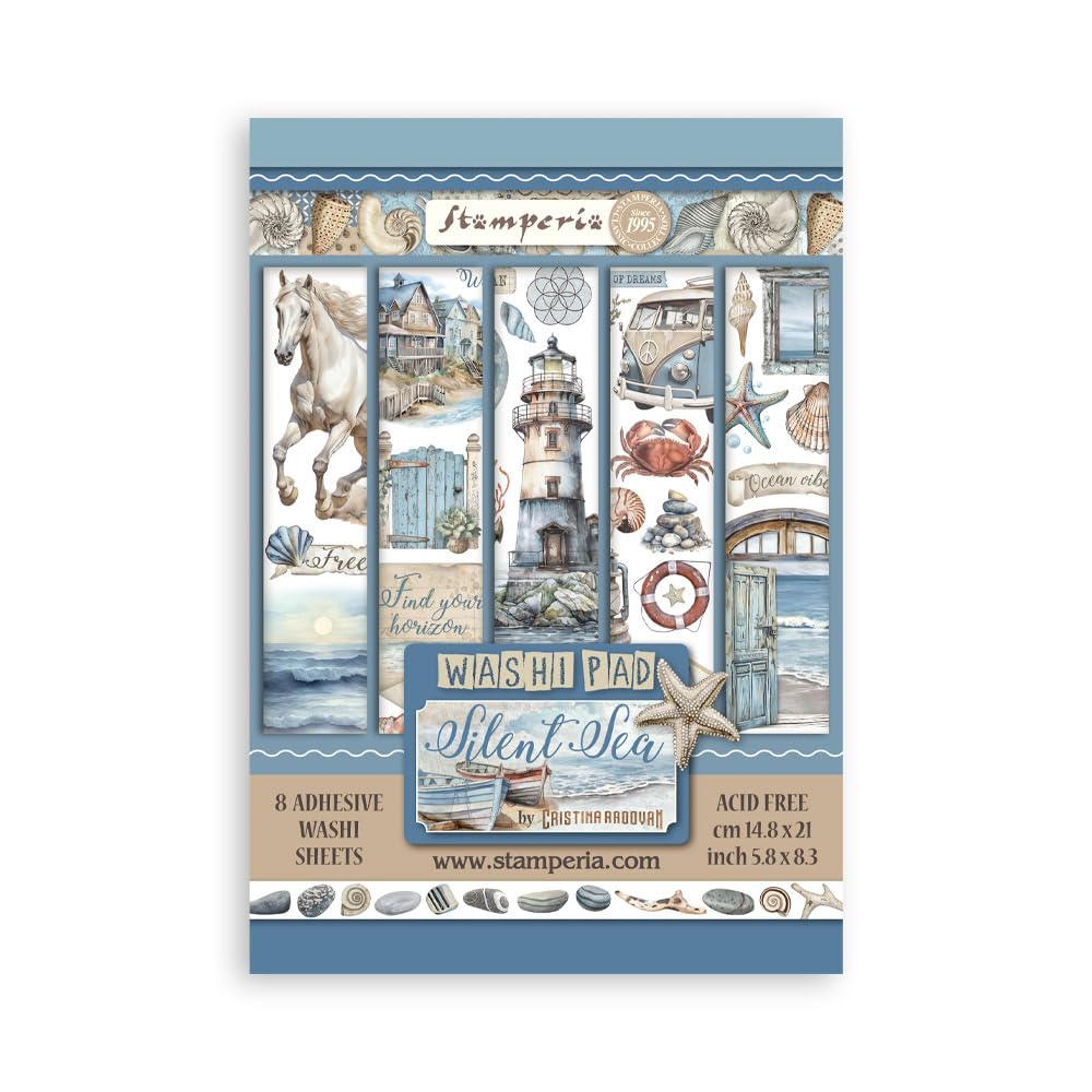 Stamperia Washi Pad | Translucent, A5, 8 Sheets, Silent Sea