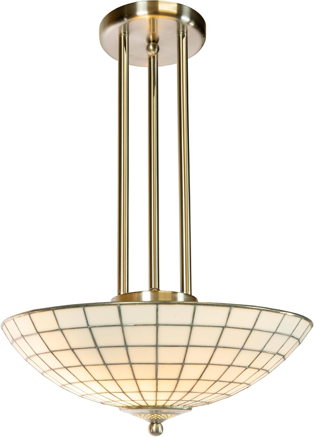 Dale Tiffany STH11071 Dome Tiffany Hanging Fixture, 20-Inch Wide, Satin Nickel/White