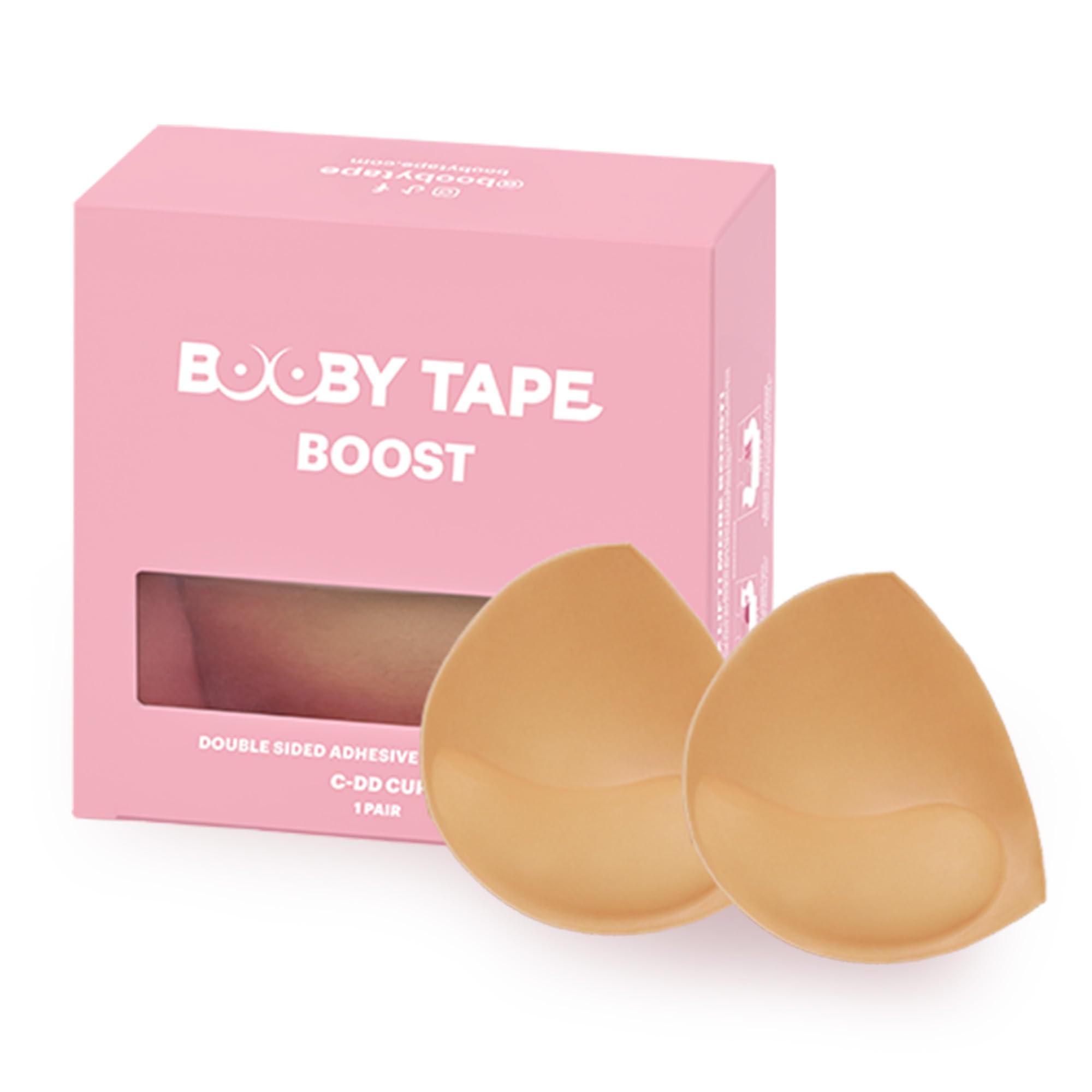 Booby Tape C-DD Breast Cup Boost Push Up Inserts Waterproof, Reusable Nude