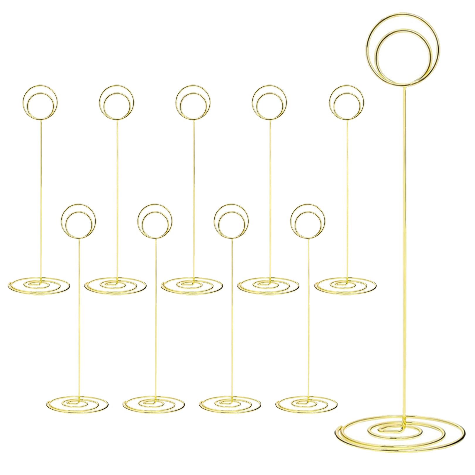 jeufun 10 Pcs Table Number Holders, Gold Tall Place Cards Holder for Tables,Gold Photo Picture Name Card Holders Stands for Wedding Party Graduation Reception Restaurant Home Office(220mm)